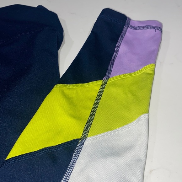 DSG Sports Leggings Navy Purple Green Girls 10/12 Medium - Picture 6 of 7